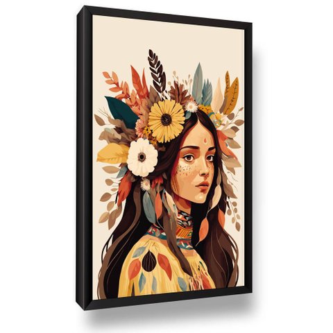 Quadro Decorativo India Sala Moldura Pintura Luxo