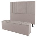 Ver imagem 1 de Kit Cabeceira E Baú Cama Box King 195Cm Suede Bege