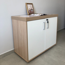 Ver imagem 5 de Armário Executivo para Escritório Baixo 2 Portas com Chave Tamburato Branco Artany