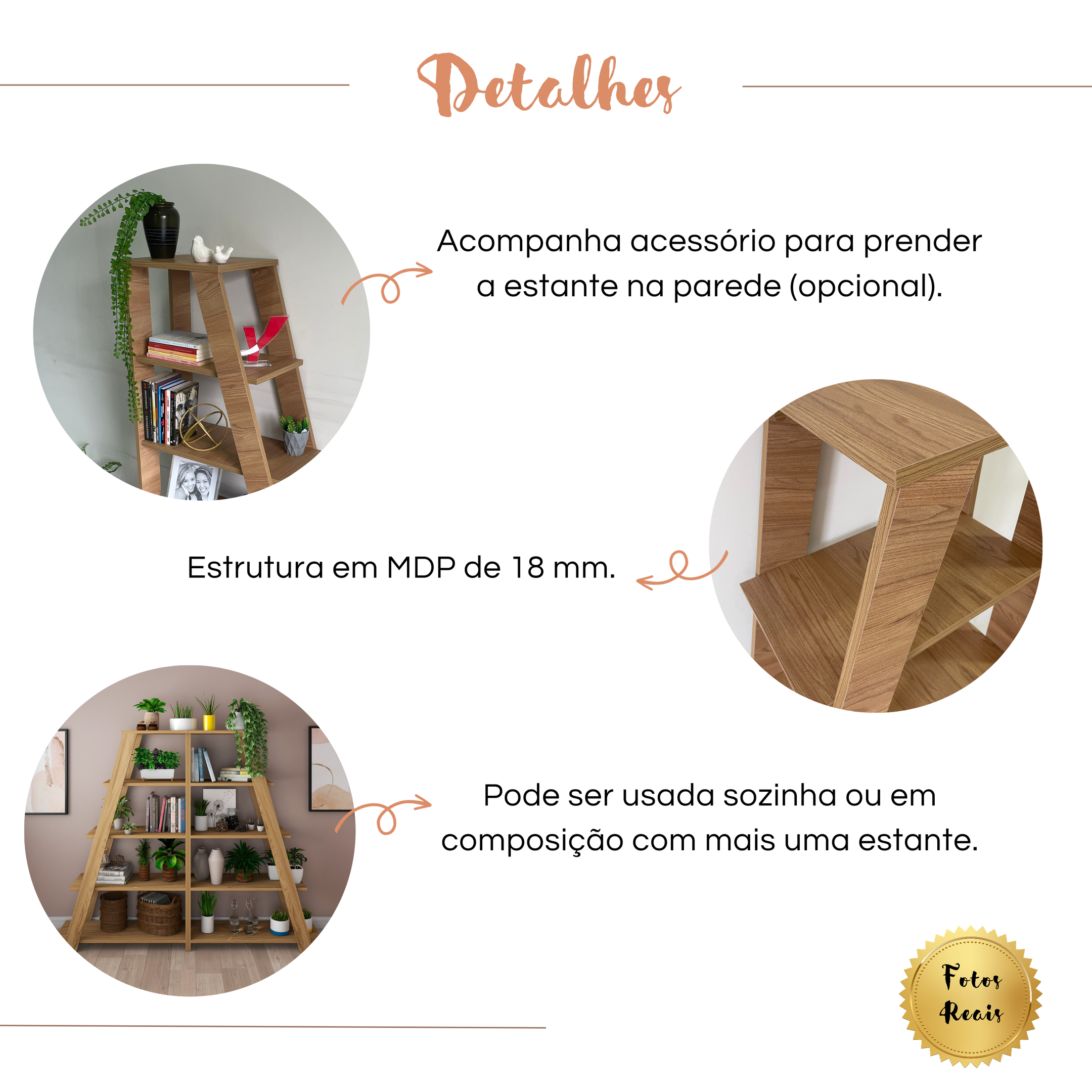 Estante Escada Multiuso para Livros 5 Prateleiras 134cmx82cm - 15