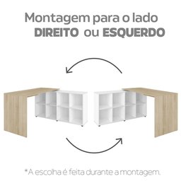 Escrivaninha Ergonômica e Atemporal em L com 8 Nichos para Armazenamento Nero  - 5
