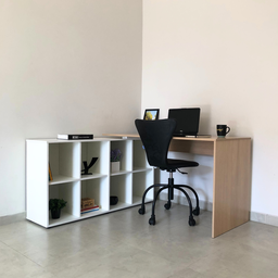 Escrivaninha Ergonômica e Atemporal em L com 8 Nichos para Armazenamento Nero  - 8