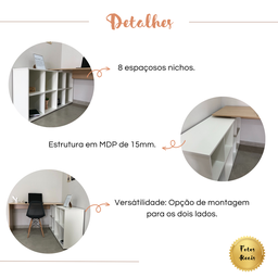 Escrivaninha Ergonômica e Atemporal em L com 8 Nichos para Armazenamento Nero  - 11