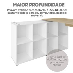 Escrivaninha Ergonômica e Atemporal em L com 8 Nichos para Armazenamento Nero  - 13