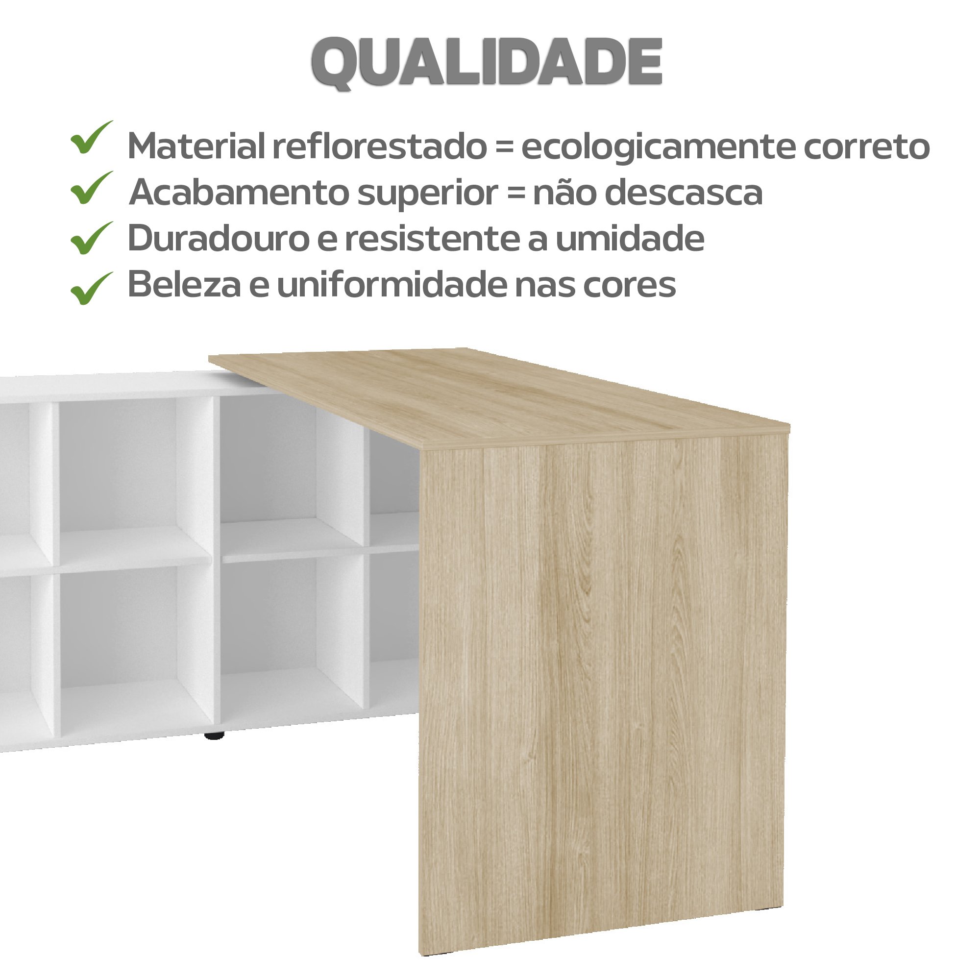 Escrivaninha Ergonômica e Atemporal em L com 8 Nichos para Armazenamento Nero Artany - 12