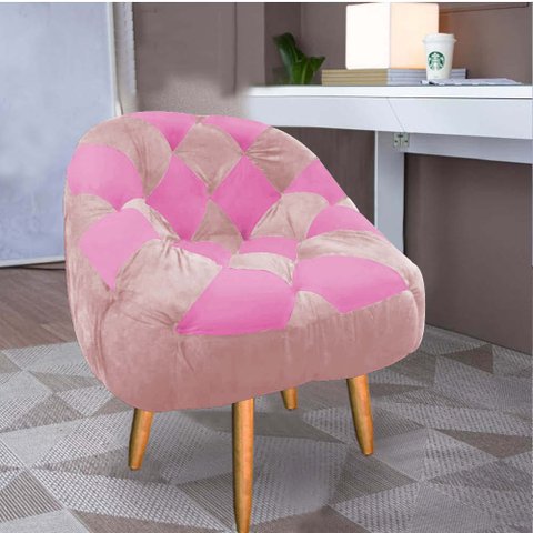 Poltrona Paloma Escritório Sala Pé Palito Suede Rosa Bebê e Suede Pink - Dominic Decor