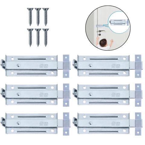 Ferrolho Trinco Tarjeta Fecho Chato para Porta Janela Portão 10cm Zincado | Silvana | Kit 06 Un