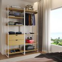 Ver imagem 1 de Guarda Roupa Aberto Industrial Casal 2 Módulos Canela Cabideiro com Gavetas Ferro Branco