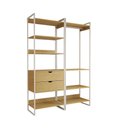 Ver imagem 2 de Guarda Roupa Aberto Industrial Casal 2 Módulos Canela Cabideiro com Gavetas Ferro Branco