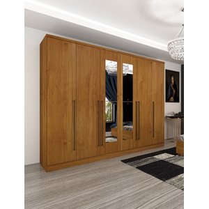 Guarda-Roupa Casal com Espelho 6 Portas 8 Gavetas 270cm Sevilla