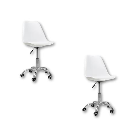 Cadeira Office Base Cromada Oficial com Rodízio Giratória Saarinen - Branco - 2