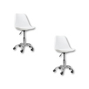 Ver imagem 1 de Cadeira Office Base Cromada Oficial com Rodízio Giratória Saarinen - Branco - 2