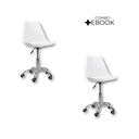 Ver imagem 2 de Cadeira Office Base Cromada Oficial com Rodízio Giratória Saarinen - Branco - 2