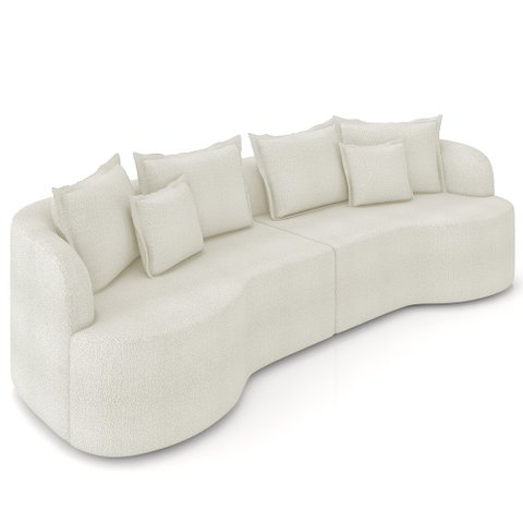 Sofá 3 Lugares 230cm Orgânico Quito K04 Bouclê Areia - Mpozenato