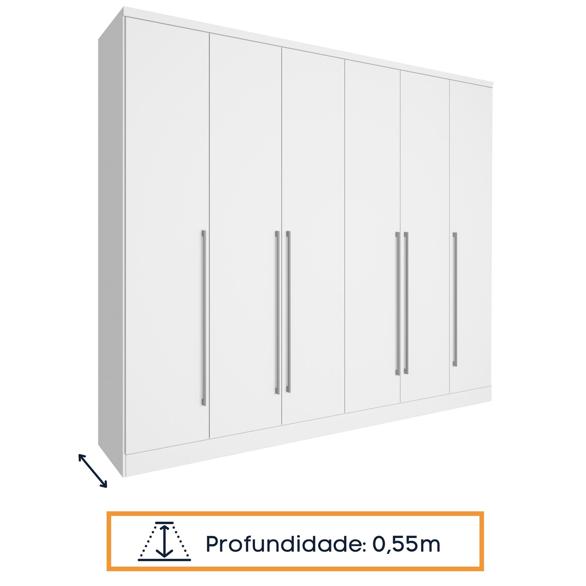 Guarda Roupa Casal com pés 6 Portas 8 Gavetas 181cm Sevilla   - 9