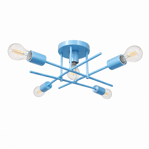 Plafon Central Aluminio Teto e27 5 Luzes Lumini Lab - Azul Bebe
