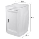 Ver imagem 3 de Gabinete para Lavanderia com Tanque Branco 01 Porta + Torneira com Duas Saídas Metal + Fita Veda Ros
