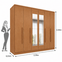 Ver imagem 4 de Guarda Roupa Casal com Espelho 6 Portas 4 Gavetas 239cm Veneza