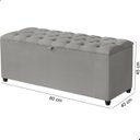 Ver imagem 6 de Recamier Baú Berlim Veludo Cinza Solteiro 80cm Estofado Pés Pvc Preto