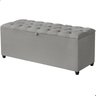 Recamier Baú Berlim Veludo Cinza Solteiro 80cm Estofado Pés Pvc Preto - 1