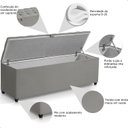 Ver imagem 5 de Recamier Baú Berlim Veludo Cinza Solteiro 80cm Estofado Pés Pvc Preto