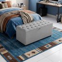 Ver imagem 1 de Recamier Baú Berlim Veludo Cinza Solteiro 80cm Estofado Pés PVC Preto