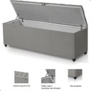 Ver imagem 4 de Recamier Baú Berlim Veludo Cinza Solteiro 80cm Estofado Pés Pvc Preto