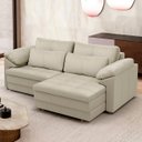 Ver imagem 5 de Sofá Retrátil 2 Lugares para Sala 175cm Dijon Couro Creme S07 - Mpozenato