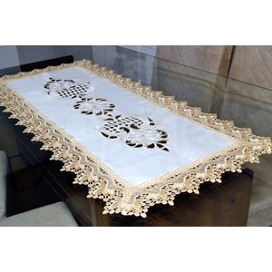 Caminho de Mesa Toulouse Bege - 0,90 m Arte & Tear Caminho de Mesa Bordado