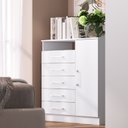 Ver imagem 1 de Cômoda 1 Porta 5 Gavetas Rubi Branco