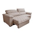Ver imagem 7 de Sofá Retrátil e Reclinável 2,95m Molas Ensacadas Cama inBox Big Home Bordado 3D Linho Bege Claro