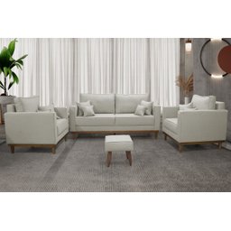 Kit Sofá 3 Lugares E 2 Poltronas Beny - Linho Bege - 1