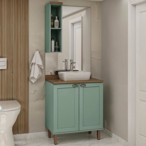 Conjunto de Banheiro Modulado 100% Mdf Americano 2 Peças Iluminata