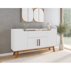 Aparador Buffet Future Retro Pés em Madeira-branco/cinamomo
