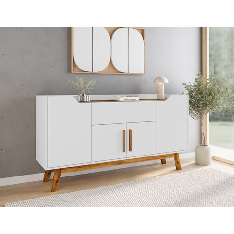 Aparador Buffet Future Retro Pés em Madeira-branco/cinamomo