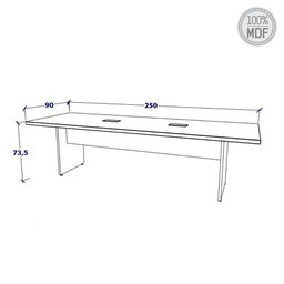 Conjunto Escritório Mesa de Reunião 2,50m e Painel para Tv F5 Office Cor:freijó com Preto - 3