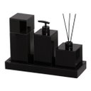 Ver imagem 1 de Kit Lavabo Banheiro Com 4 Peças Preto Detalhe Preto