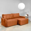 Ver imagem 1 de Sofá Cama Retrátil e Reclinável 3 Lugares 180cm em Linho Baraúna CabeCasa MadeiraOriginals Laranja T