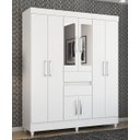 Ver imagem 1 de Guarda Roupa Roupeiro Solteiro 82060 08 Portas 02 Gavetas c/ Espelho Munique Branco Demóbile