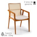 Ver imagem 5 de Cadeira com Braço Madeira Maciça Encosto em Tela Assento Estofado Siena Marrom/Freijó