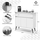 Ver imagem 2 de Aparador 1 Gaveta E 3 Portas Pés Madeira Maciça Preto Preto