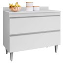 Ver imagem 1 de Balcão para Cozinha 100 cm com Tampo 2 Portas Diamante Branco