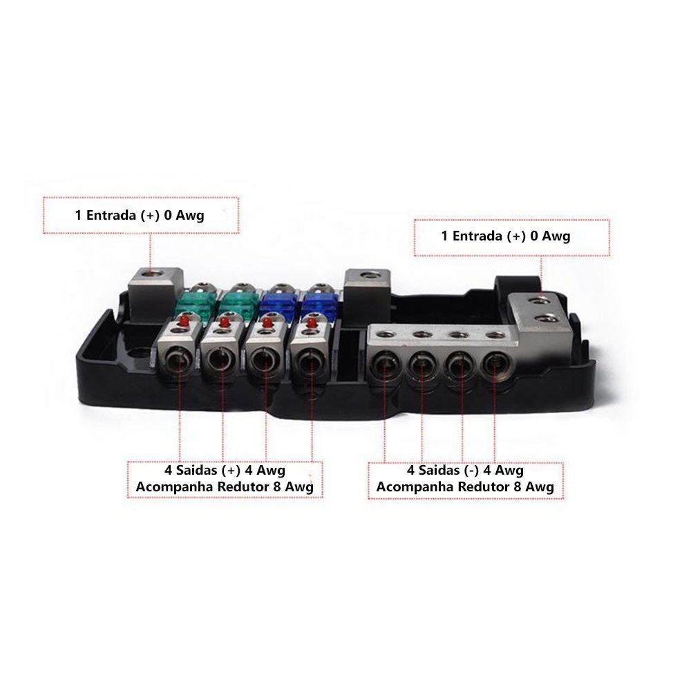 PORTA FUSIVEL E DISTRIBUIDOR 4 VIAS CONCEPTKITS Bloco de Distribuição 4 Vias Combinado - 2