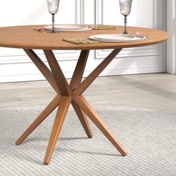 Mesa de Jantar Redonda Madeira Maciça 1,30m 6 Lugares Eva - 2