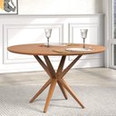 Ver imagem 1 de Mesa de Jantar Redonda Madeira Maciça 1,30m 6 Lugares Eva Marrom/Castanho
