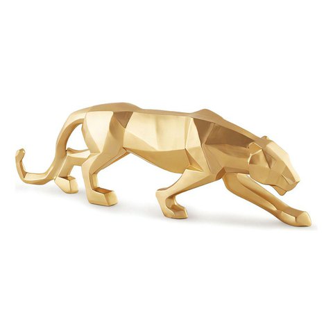 Decoração Escultura Pantera Dourada Leopardo Mart 13098