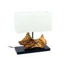 Ver imagem 1 de Abajur Decorativo em Madeira com Base em Metal e Cúpula em Tecido 40x45x15cm para Sala e Quarto