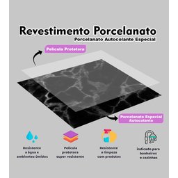 Painel Placa Para Parede E Piso Chão Autocolante Laminado Mármore Preto 25x25cm - 2
