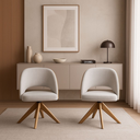 Ver imagem 2 de Kit com 2 Poltronas Prada com Base Giratória em Madeira Cor Mel – Exclusiva Linho Palha