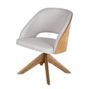 Ver imagem 1 de Kit com 2 Poltronas Prada com Base Giratória em Madeira Cor Mel – Exclusiva Linho Palha